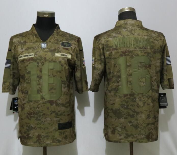 Men San Francisco 49ers #16 Montana Nike Camo Salute to Service Limited NFL Jerseys->women nfl jersey->Women Jersey